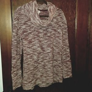 Burgandy med weight knit turtleneck sweater